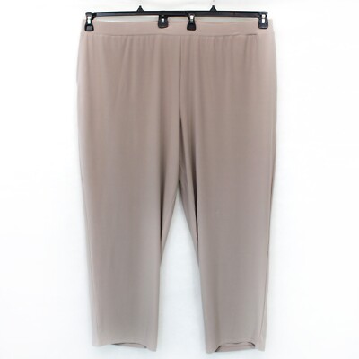 Susan Graver QVC Plus Beige Every Day Regular Liquid Knit Straight Leg Pants 1X