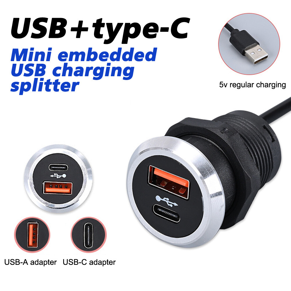 Built-in USB Fast Charging Hub for Desks with Type-C Ports