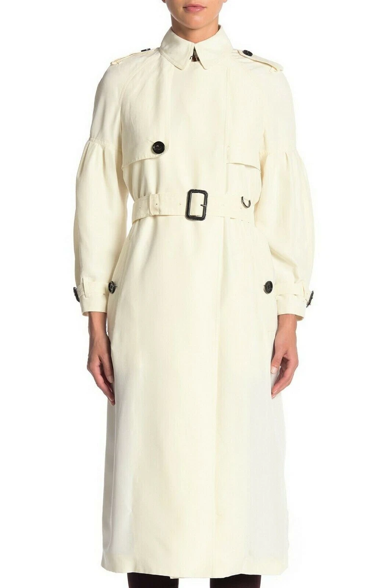BURBERRY Maythorne Silk Trench Coat NWT PARCHMENT Ivory US SIZE 12