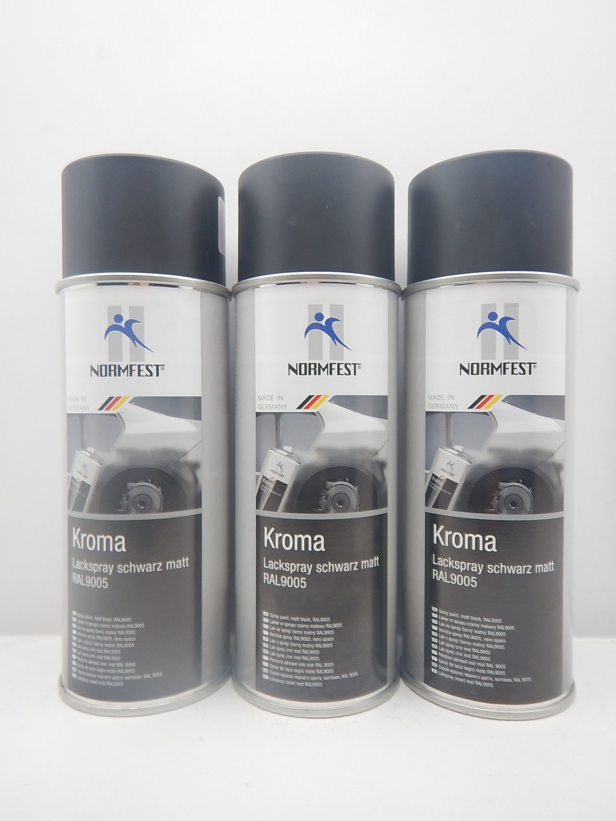 3x KROMA LACKSPRAY LACK SPRAY SCHWARZ MATT RAL9005 AUTOLACK 400ML 