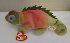 Ty Beanie Baby Iggy with Rainbow Fabric Error USED