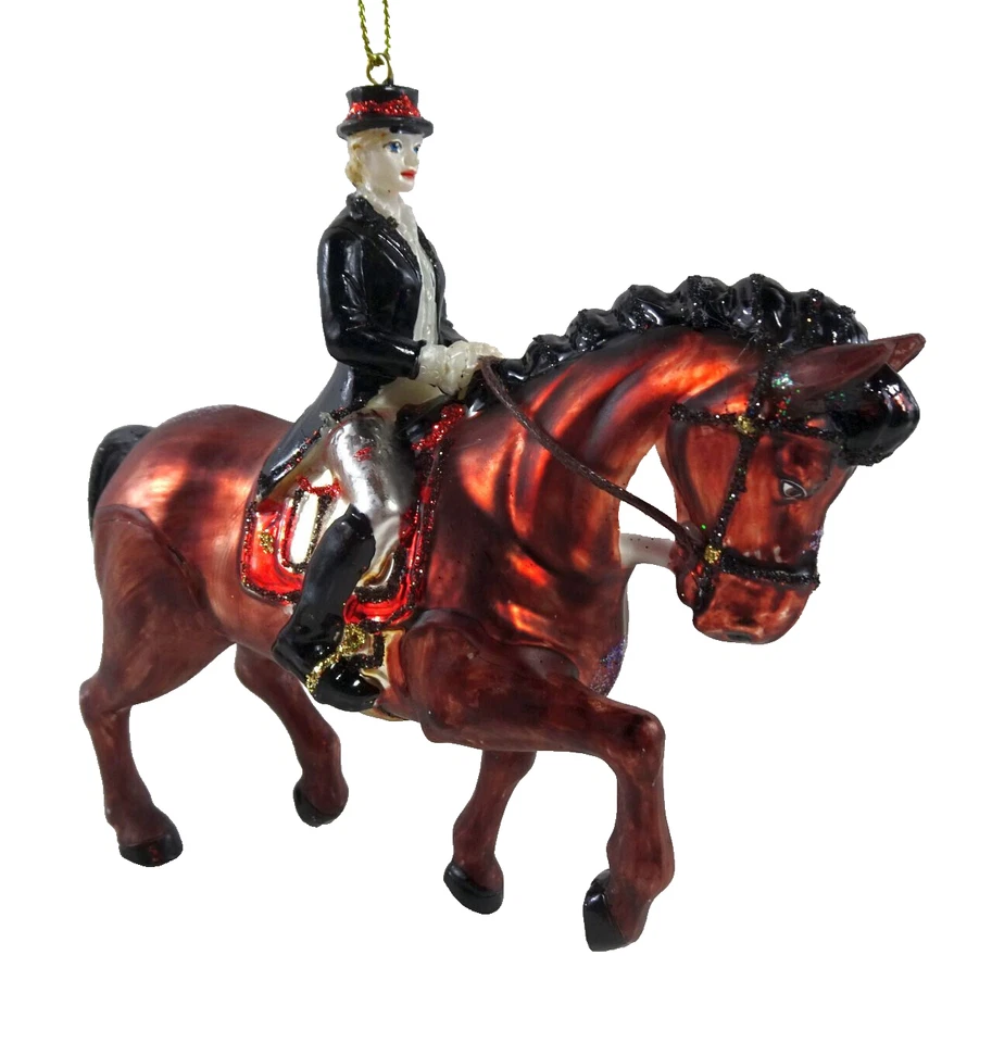 Anhänger Reiterin Pferd Weihnachten Glas Kugel Christbaum Hänger Tiere XmasLook - Bild 2 von 4