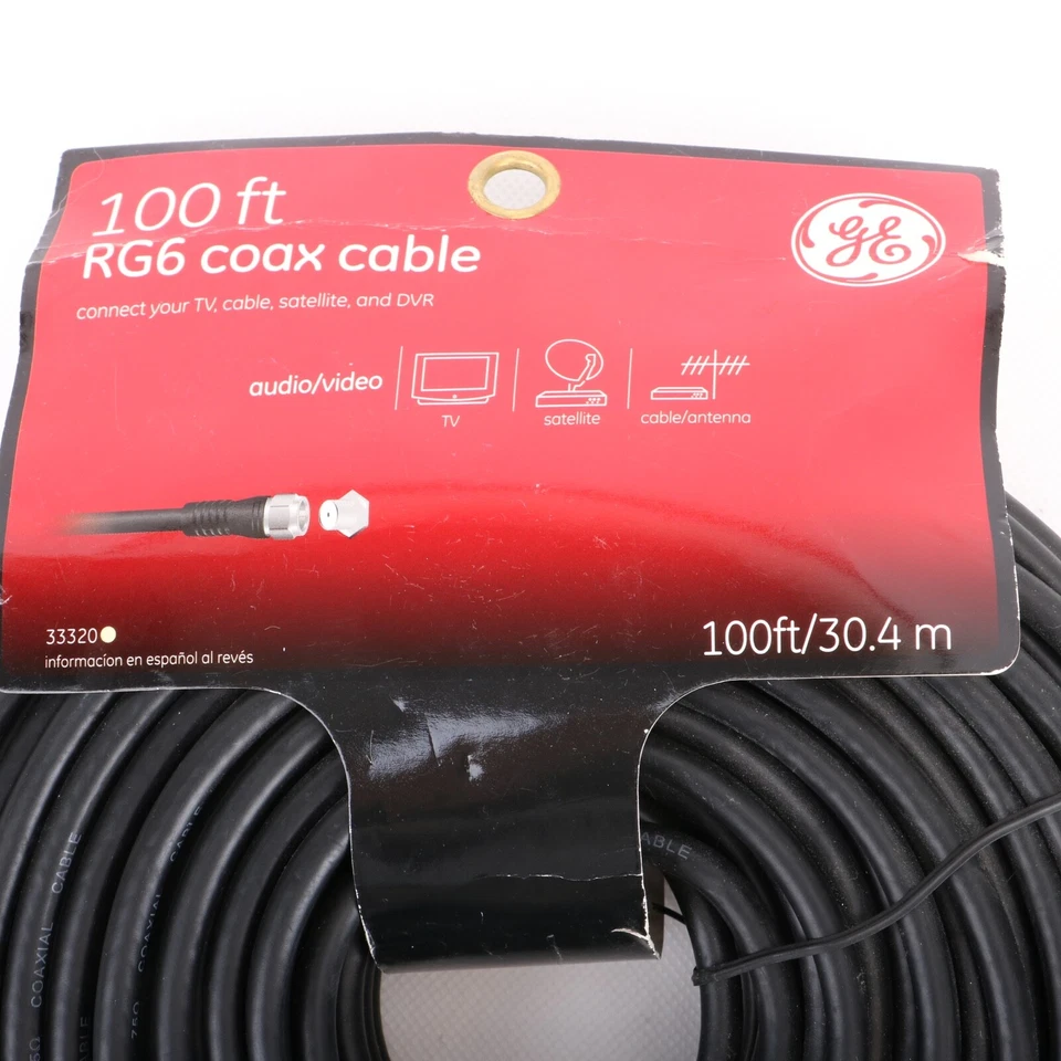 100 ft RG-6 CABLE COAXIAL SATÉLITE ANTENA HD RG6 CABLE DE PLATO COAXIAL TV OTA Foto 3 de 3