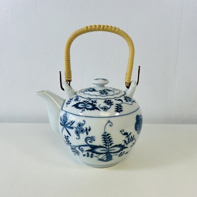 Blue Danube Japan Teekanne mit Griff Banner Bodenstempel Porzellan Tea Pot