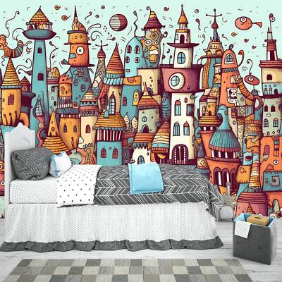 Kawaii Doodle Monster, Stadt Kunst Tapete Wandbild Abnehmbar Abziehbar Abziehen & Aufkleben