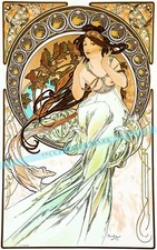 The Arts 1898 Music Vintage Poster Print Retro Style Art Nouveau Mucha  (a