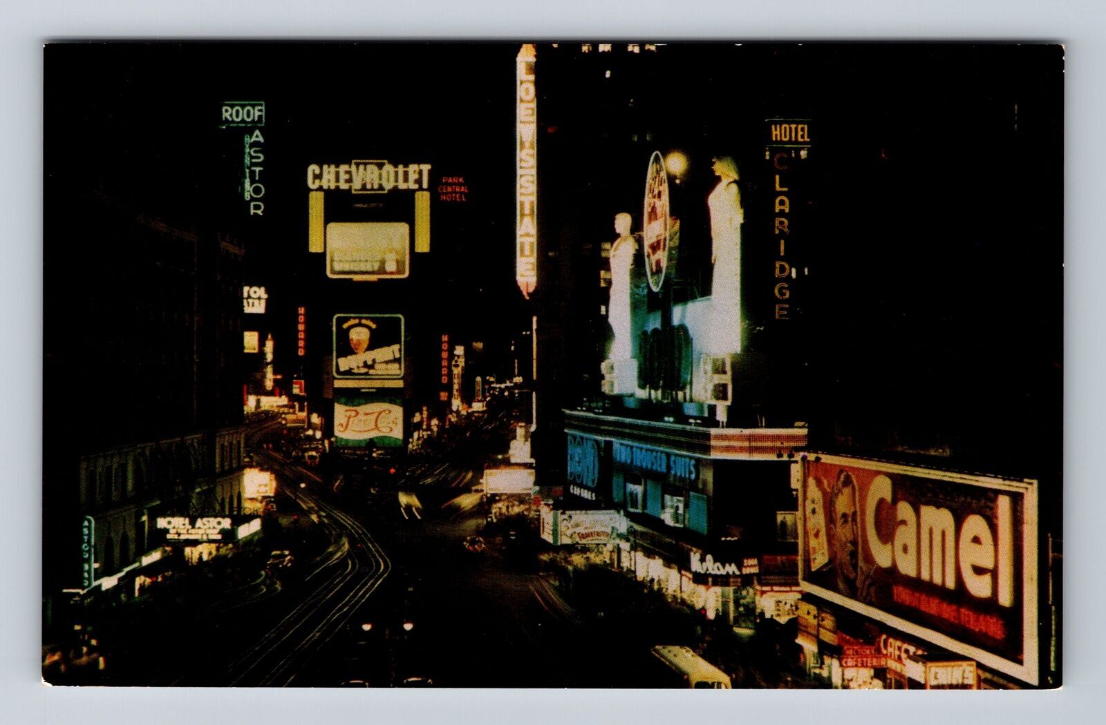 New York City NY, Times Square At Night, Souvenir, Vintage Postcard