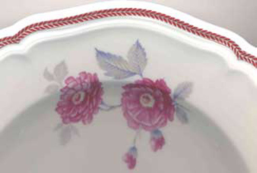 Rosenthal R369 Soup Bowl Rimmed Pink Flowers Chippendale Shape Germany - Picture 2 of 4