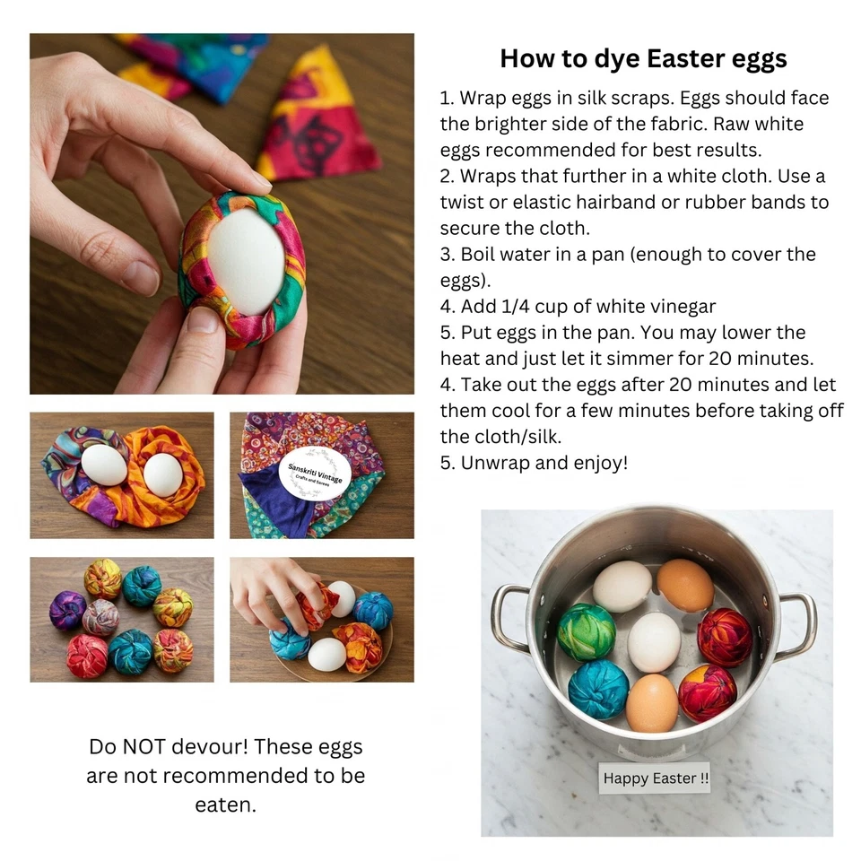 Assorted Silk Fabric Wrapping for Easter Egg Dyeing Creative Craft Decoration - Image 3 of 4