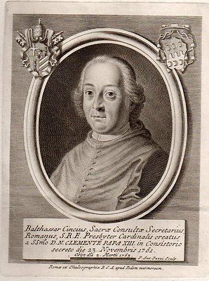 Kardinal Cenci Baltasar 1761-1763 Kupferstich Reverenda Kinderzimmer Apostolica