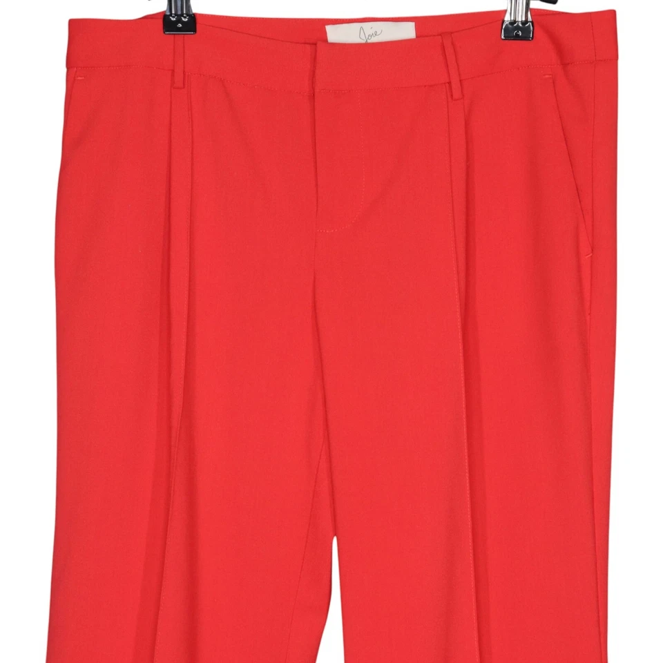 Pantalón Joie Mujer Talla Pequeña Rojo Mezcla Lana Plisado Bootcut Oficina Carrera Foto 2 de 4