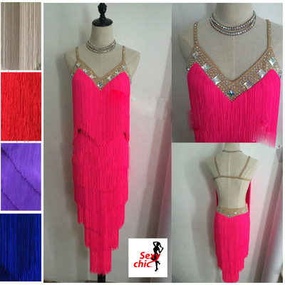 Abito balli latini e caraibici. Latin dress. Con frange. Da gara. Su misura  | eBay
