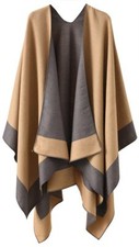 Reversible Shawl Wrap for Women Ladies Open Front Poncho Cape Warm Blanket fo...