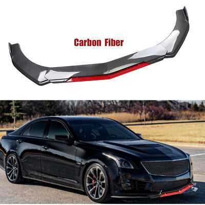 Front Bumper Lip Splitter Spoiler Body Kit Carbon Fiber For Cadillac CTS ATS