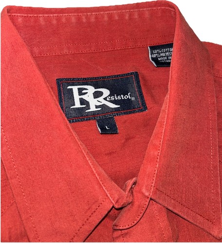 Camisa Resistor Doble RR Naranja Quemado Perla A Presión Doble Bolsillo Rodeo Manga Larga - Imagen 9 de 11