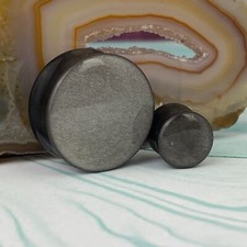 Pair Convex Silver Obsidian Stone Double Flare Plugs STN-748 gauges PICK SIZE