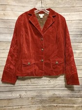 Harolds Women's Size 12 Red Velvet Blazer Button Down Jacket Embroidered Pockets