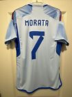 Morata #7 Mens Large Adidas Spain Away Blue Jersey