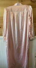 VTG Christian Dior Long Pink Palm Leaf Satin Soft Dressing Gown 80  s Half Zip L