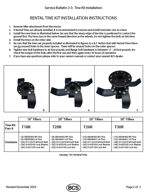JUEGO DE DIENTES DE CULTIVADOR BCS PARA CAJA DE CULTIVADOR DE 20" T20U NUEVO OEM  Foto 4 de 4