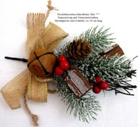 KüNstl.Pick Tannenzweig Verschneit,Beeren/Holz/Zapfen 18Cm Natur