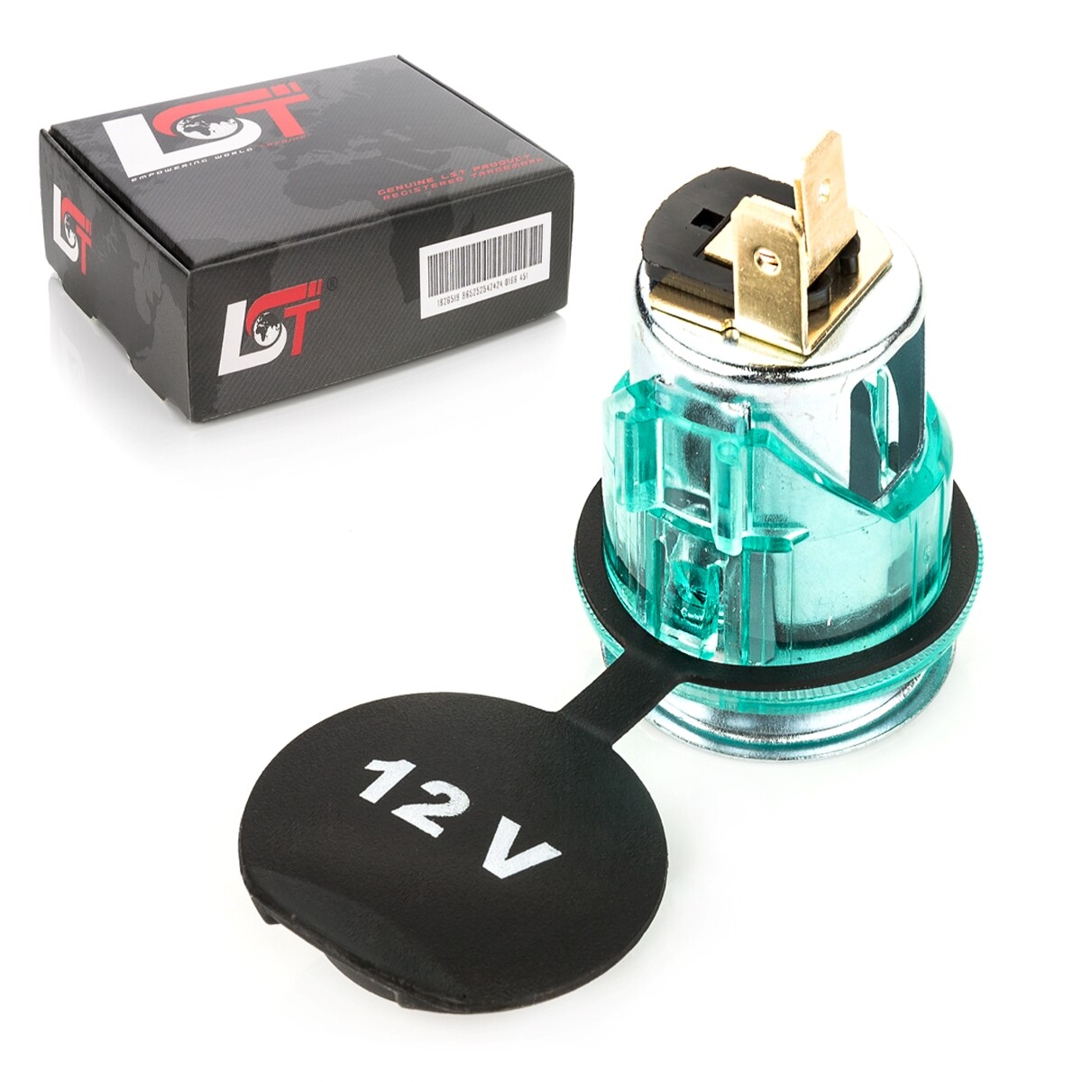 Socket Cigarette Lighter 12V Plug Socket Turquoise Green Cover for Car Truck