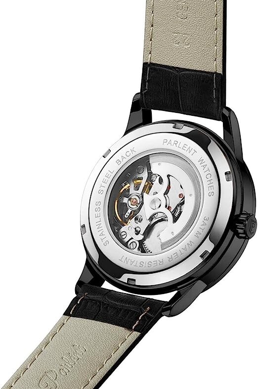 Parlent Watch Diego Men's Analogue Automatic Watch with Leather Strap BLACK  NEW