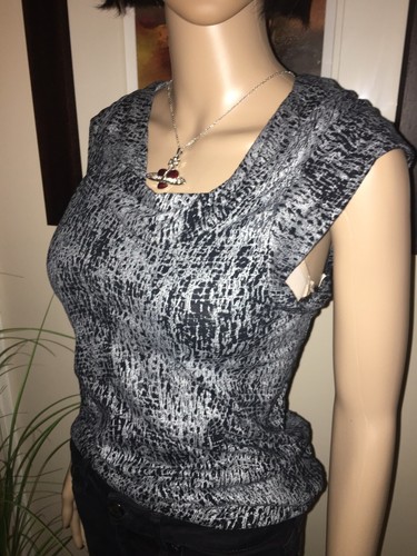 Vivienne Westwood Anglomania ~ Black & Metallic Silver Stretch Top IT44 UK12 - Picture 10 of 12