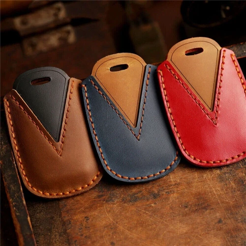 Leather Car Key Fob Case Cover Holder For Land Rover Range Rover Defender Jaguar - Bild 6 von 20