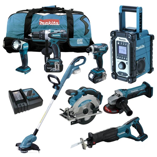 12Tlg. Makita 18V Profi Akku Werkzeug Set + DUR181 Rme Rasentrimmer Rfe Rmj Z-image