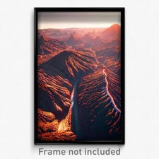 Pixel Art Poster - Natural Lava Fields (8 Bit Psychedelic Video Game Print)