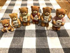 Retro Enesco Lucy and Me Birthday Bears Porcelain Figurines Set No.'s 1-6