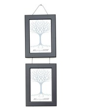 Double Photo Picture Frame Wall Hanging with Metal Chain Black or White