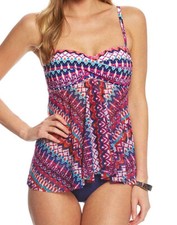 Profile by Gottex Tequila Fly-Away Bandeau Swim Tankini Top, Multicolor, 6 US