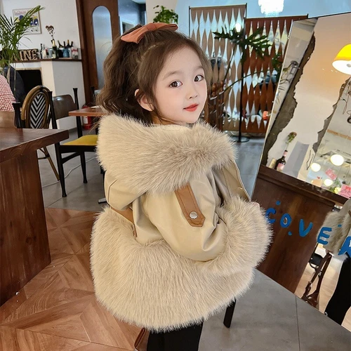 NEW Kids Faux Fur Baby Thick Parka Girl Warm Coat Jacket Coat Outerwear Children - Picture 30 of 40