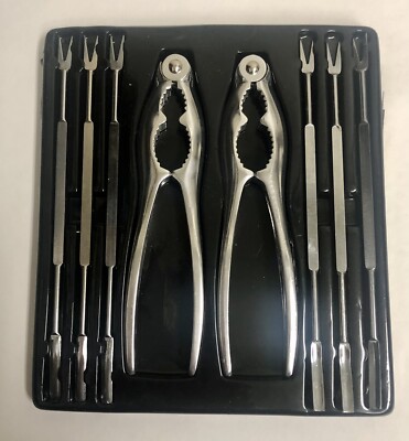 Global Decor Seafood Tool Set Includes 2 Crackers and 6 Forks New Open Box