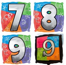 Birthday Number Balloons Age 7 8 9 Foil Mylar Happy Birthday Party Balloons