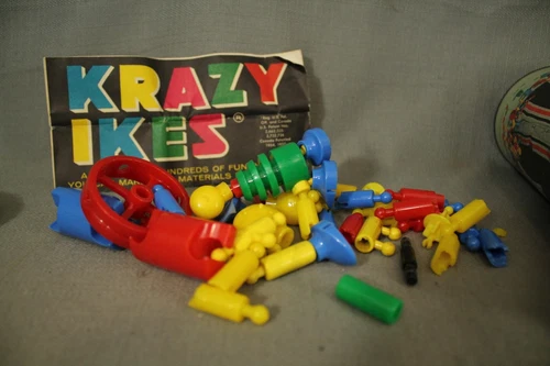 vintage building toy Krazy Ikes Whitman Publishing co. USA tin top cannister