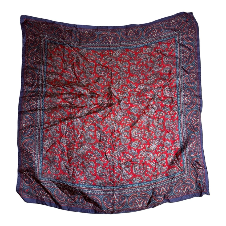 Bufanda de seda italiana vintage Peck & Peck cachemira granate azul marino clásica preparación para el patrimonio Foto 4 de 4