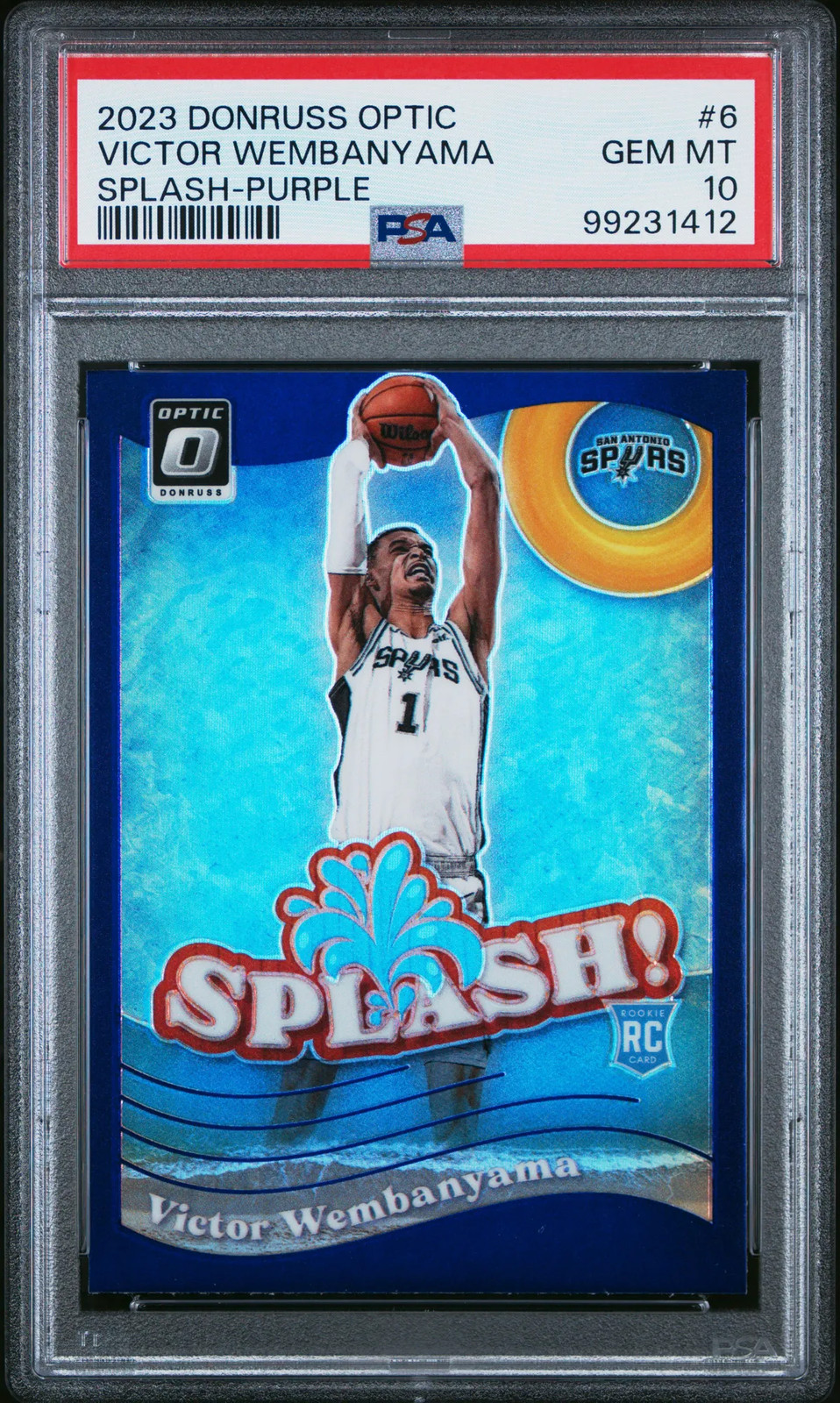 Victor Wembanyama 2023 Panini Donruss Optic Splash #6 Purple PSA 10