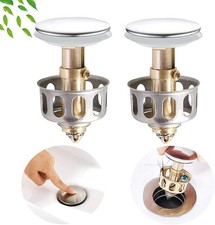 2 Pcs Wash Basin Bounce Drain Filter Pop Up Bathroom Sink Plugs 1.38" Diameter