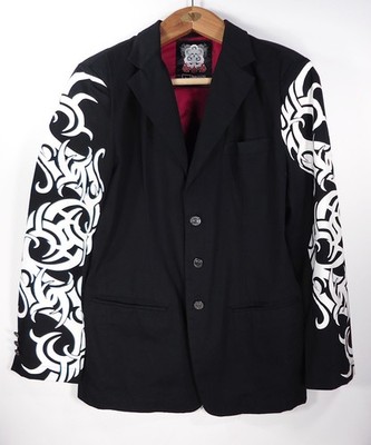 Vintage BROOKLYN 1970 XPRESS Jacket - Black and White with Skull Men's Size L