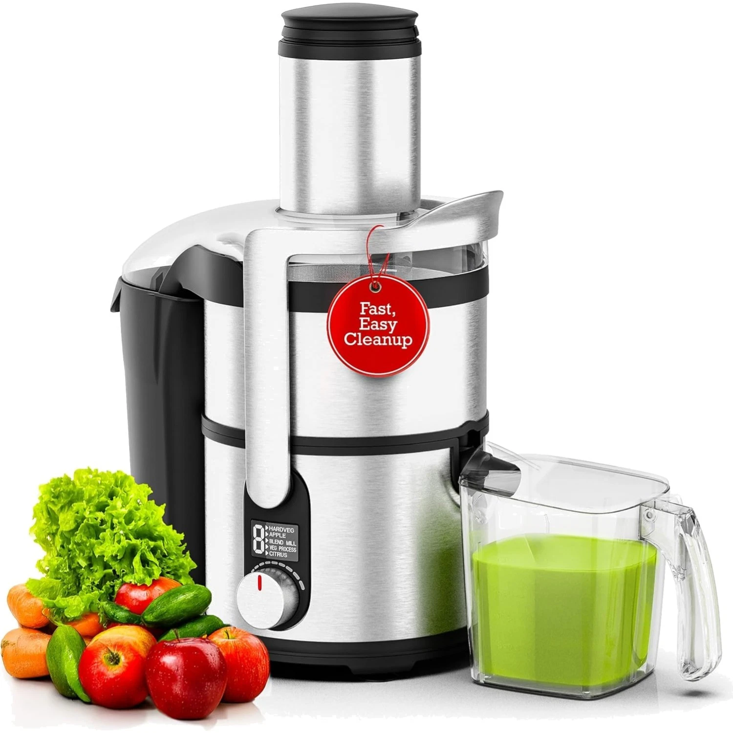 Versatile Stainless Steel Juicer with Overheat Protection - Family-Friendly