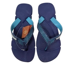 Havaianas Power 2.0 Men's Size 11-12 Marine Blue Flip Flops Comfort Cushion NWT