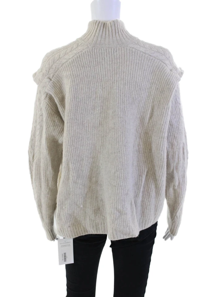 Suéter feminino Massimo Dutti manga longa gola simulada com nervuras bege tamanho M/G - Imagem 3 de 4