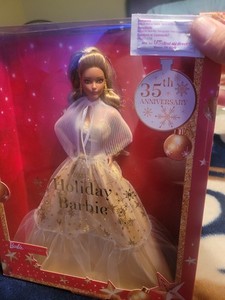 2023 Holiday Barbie Doll 35th Anniversary Light Brown Champagne Gown Collectible
