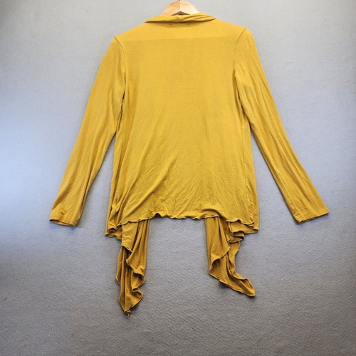 Urban Coco Mustard Yellow Draped Open Front Cardigan Waterfall Wrap Sweater Med - Picture 7 of 13
