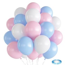 Pink Blue White balloons, 30 Pieces Pastel Pink White Blue Latex Balloons, 12