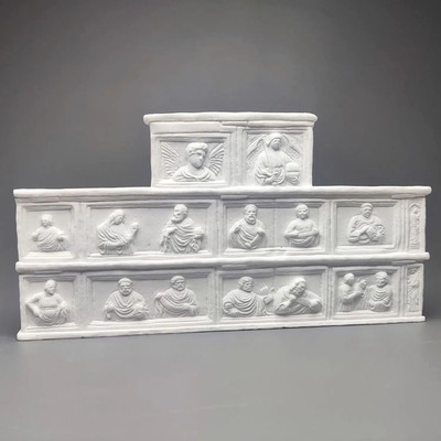 Handcrafted Ancient Greek Relief Sculpture Wall Panel, Historic Building Facade