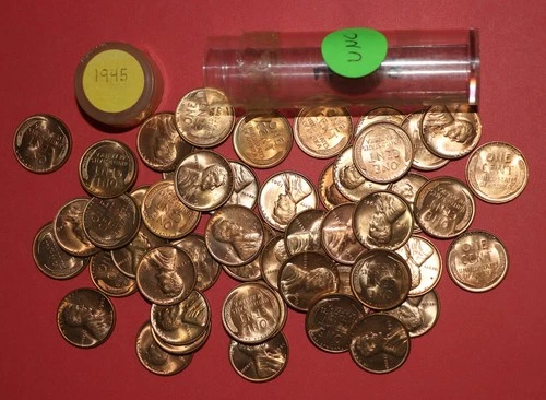 1945 Lincoln Wheat Cent roll - UNC